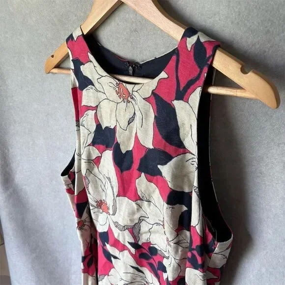 Ann Taylor Floral Linen Blend Sleeveless Midi Dress Size 8 Multicolor - Picture 4 of 8